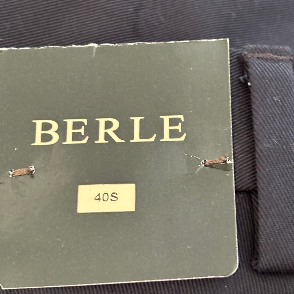 BERLE Men’s Dress Pants Navy Blue Pleated New with Tags Size 40 Short - Picture 4 of 7